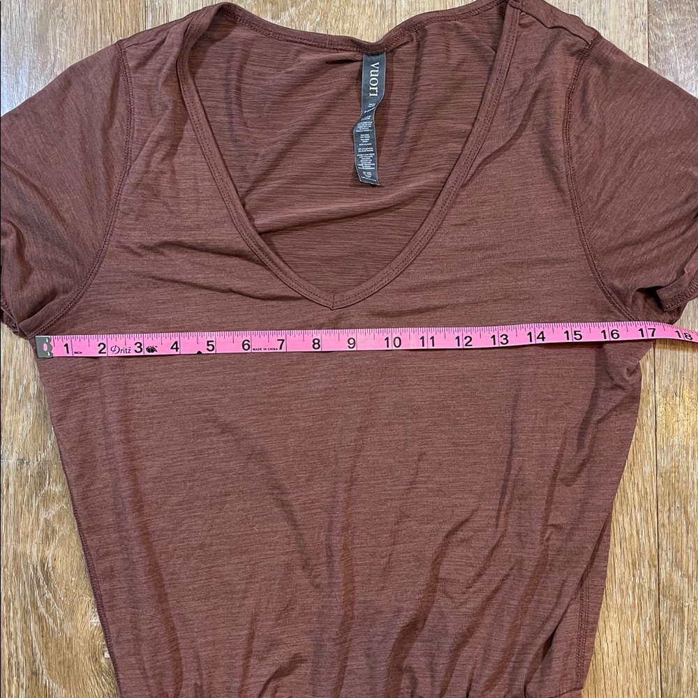 Vuori All Day Jumpsuit Terracotta Heather Brown XS Extra-Small Romper EUC Pocket - Picture 14 of 16